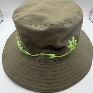 Dior Khaki Bucket Hat with Green Embroidery